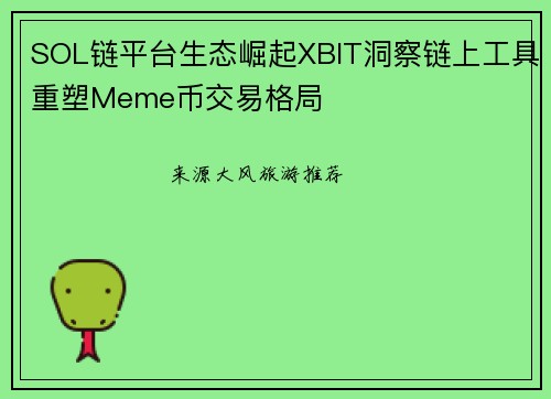 SOL链平台生态崛起XBIT洞察链上工具重塑Meme币交易格局