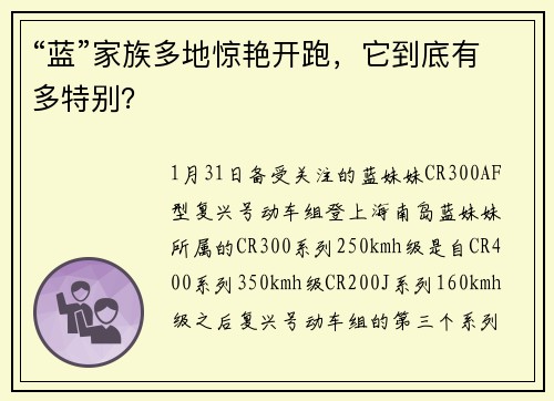 “蓝”家族多地惊艳开跑，它到底有多特别？